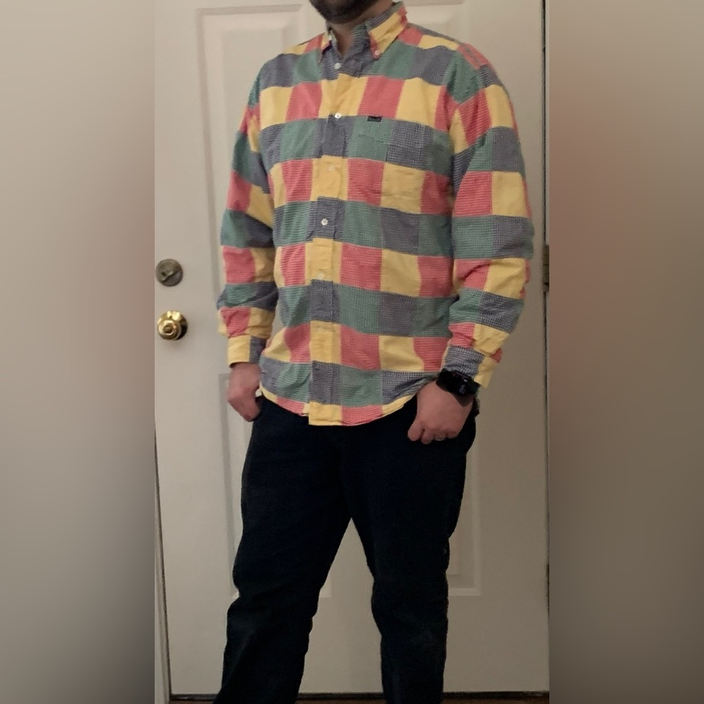 EUC Shirt: Patchwork, Gingham, Vintage, Faconnable Albert Goldberg, Vintage 90s